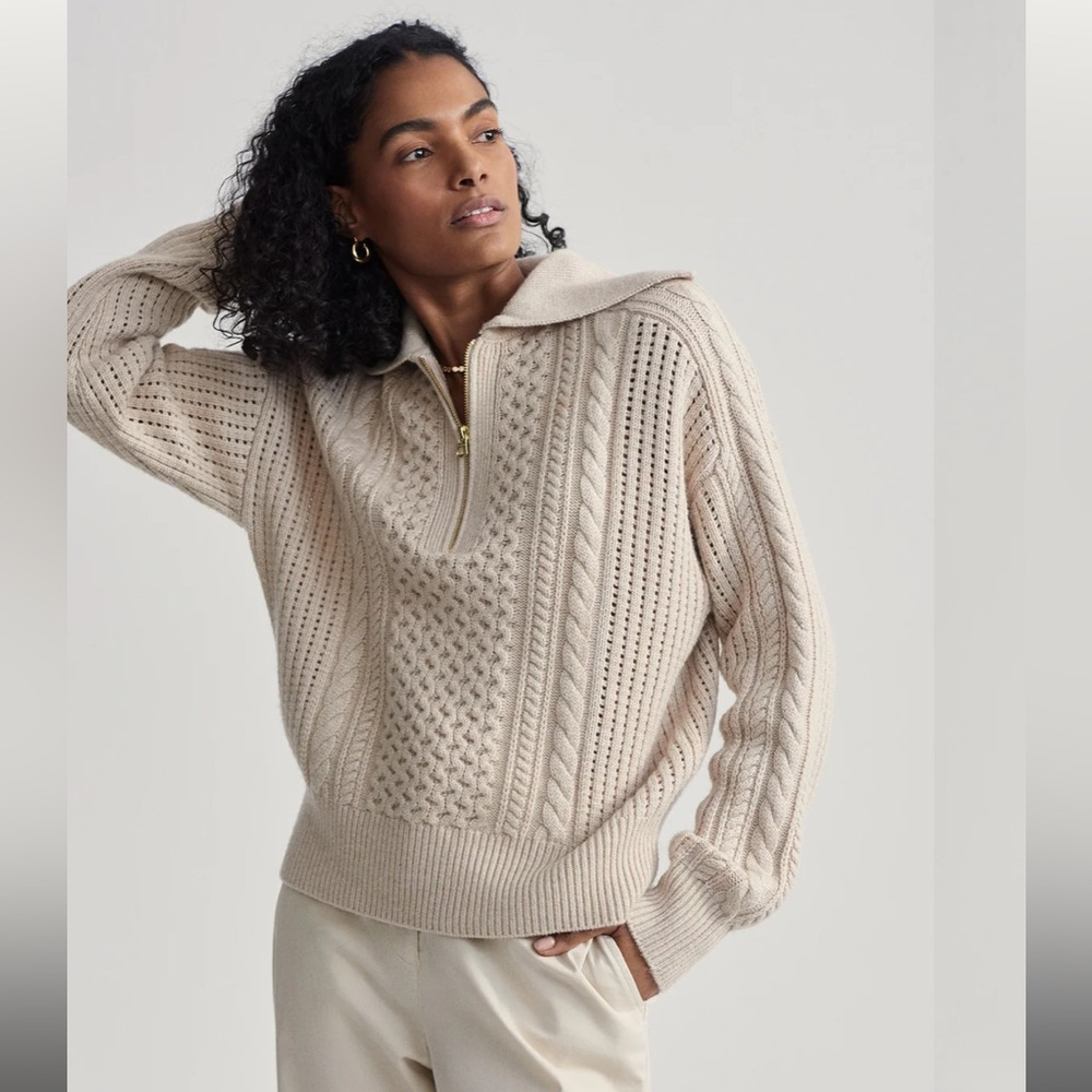 NWT Varley Camello Cable Knit Sweater